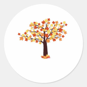 Kleurrijke herfstboom oranje rode bladeren herfst  ronde sticker