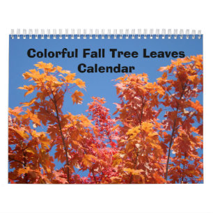Kleurrijke herfstboombladeren kalenders blauwe luc kalender