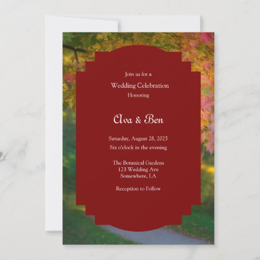 Kleurrijke herfstdag bruiloft kaart (Voorkant)