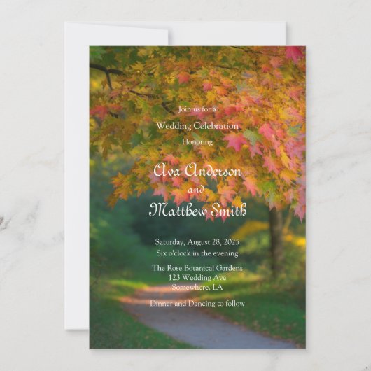 Kleurrijke herfstdag bruiloft kaart (Voorkant)