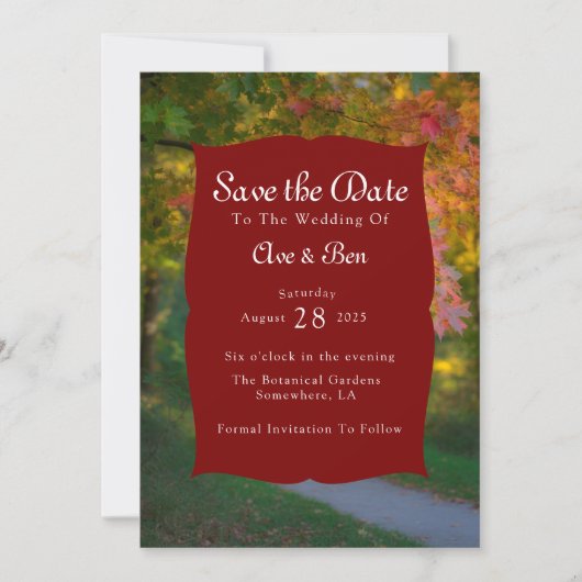 Kleurrijke herfstdag Save the Date Kaart (Voorkant)