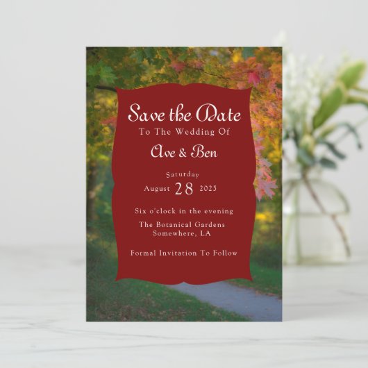 Kleurrijke herfstdag Save the Date Kaart (Staand voorkant)