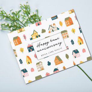 Kleurrijke Herfsthuizen Thuis Jubileum Briefkaart