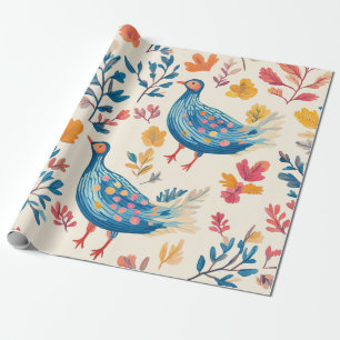 Kleurrijke herfstkalkoen met warme tinten cadeaupapier