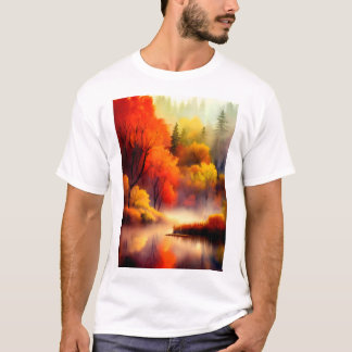 Kleurrijke herfstlandschap Waterverf 5 Classic T-S T-shirt