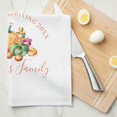 Kleurrijke herfstoogst bouquet theedoek (Quarter Fold)