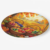 Kleurrijke herfstoogstmanden papieren bordje (Gekanteld)