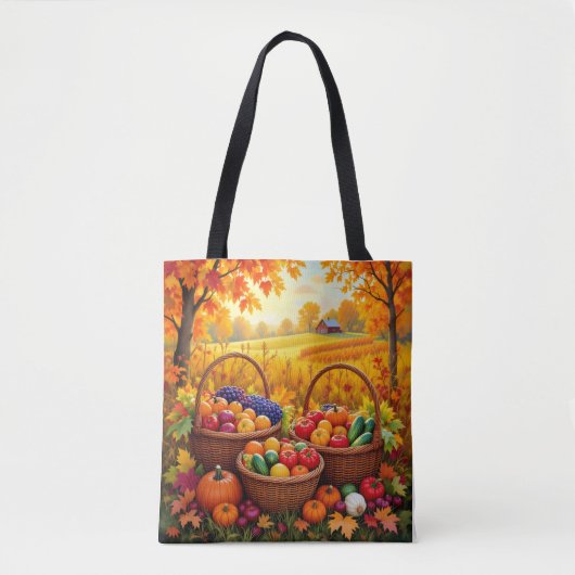 Kleurrijke herfstoogstmanden tote bag (Voorkant)