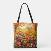 Kleurrijke herfstoogstmanden tote bag (Achterkant)