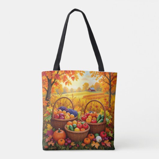 Kleurrijke herfstoogstmanden tote bag (Achterkant)