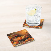 Kleurrijke herfstpompoenen kartonnen onderzetters (Insitu)