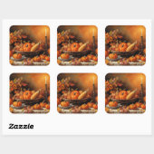 Kleurrijke herfstpompoenen vierkante sticker (Vel)