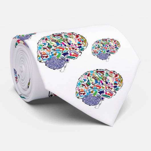 Kleurrijke hersenen stropdas (Opgerold)