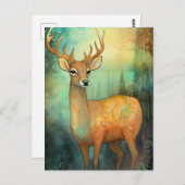 Kleurrijke herten gemengd media schilderij briefkaart (Voorkant / Achterkant)