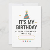 Kleurrijke “Het is mijn verjaardag” uitnodiging (Voorkant)