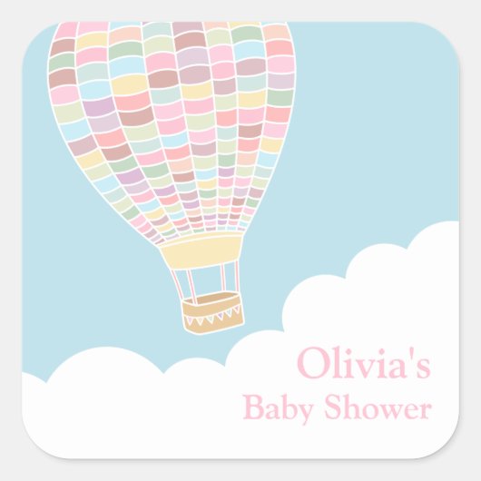 Kleurrijke Hete Luchtballon Baby shower Stickers (Voorkant)