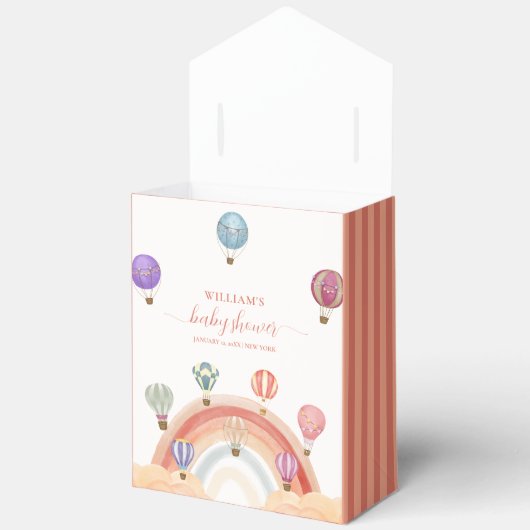 Kleurrijke Hete Luchtballon Regenboog Baby shower Bedankdoosjes (Open)