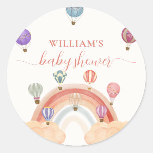 Kleurrijke Hete Luchtballon Regenboog Baby shower Ronde Sticker