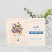 Kleurrijke Hete Luchtballon Verjaardagsfeest Kaart (Staand voorkant)