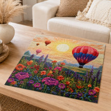 Kleurrijke hete luchtballon wilde bloemen zonsonde