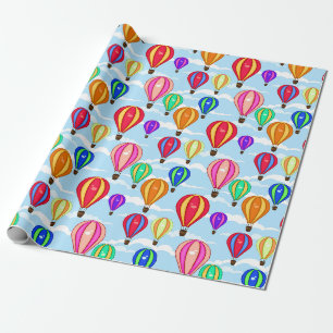Kleurrijke hete luchtballonnen in de lucht cadeaupapier