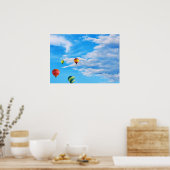 Kleurrijke hete luchtballonnen in de lucht poster (Keuken)
