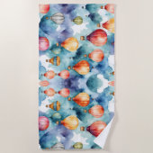 Kleurrijke Hete Luchtballons Patroon. Strandlaken (Voorkant)