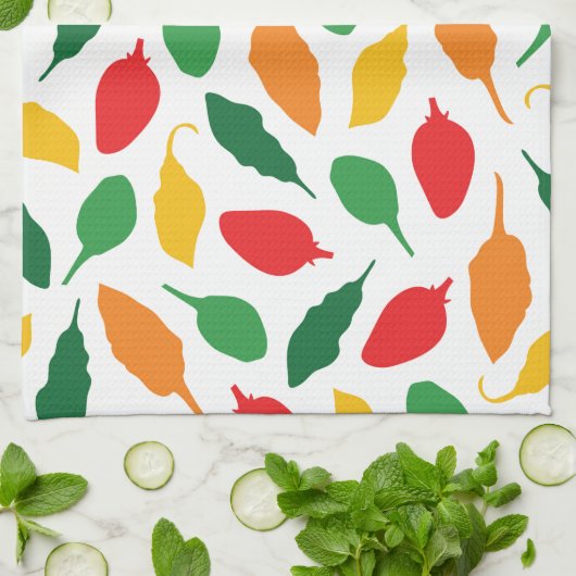 Kleurrijke hete pepers kruidentuin patroon theedoek (Gevouwen)