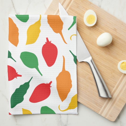Kleurrijke hete pepers kruidentuin patroon theedoek (Quarter Fold)