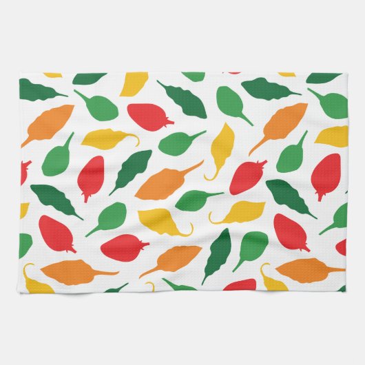 Kleurrijke hete pepers kruidentuin patroon theedoek (Horizontaal)