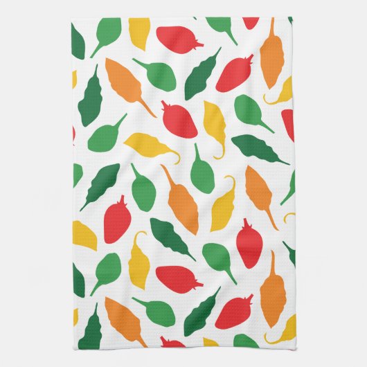 Kleurrijke hete pepers kruidentuin patroon theedoek (Verticaal)