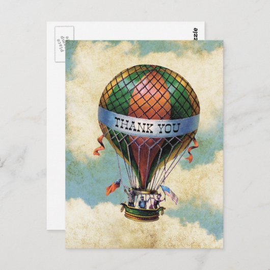 kleurrijke heteluchtballon bedankt briefkaart (Voorkant / Achterkant)