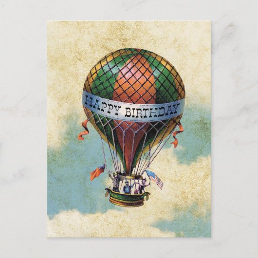kleurrijke heteluchtballon Happy Birthday Briefkaart (Voorkant)