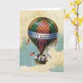 kleurrijke heteluchtballon Happy Birthday Kaart (Gele Bloem)