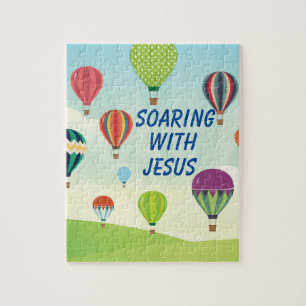 Kleurrijke heteluchtballonnen kinder feest legpuzzel