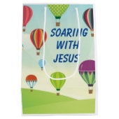 Kleurrijke heteluchtballonnen kinder feest medium cadeauzakje (Achterkant)