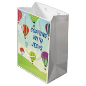 Kleurrijke heteluchtballonnen kinder feest medium cadeauzakje (Achterkant Gekanteld)