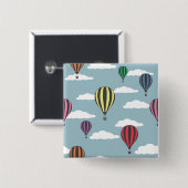 Kleurrijke heteluchtballonnen vierkante button 5,1 cm (Voorkant /achterkant)