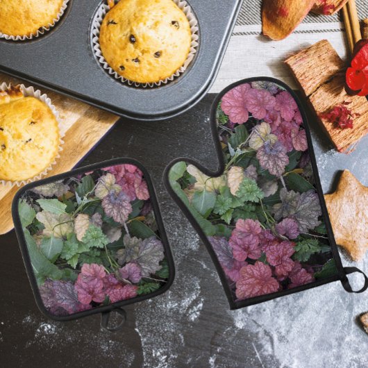 Kleurrijke Heuchera Plant bladeren botanisch Ovenwant & Pannenlap Set