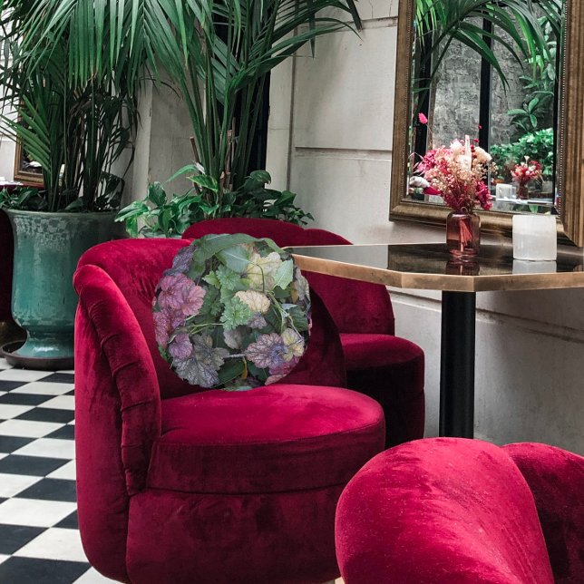 Kleurrijke Heuchera Plant bladeren botanisch Rond Kussen (In Situ Chair)