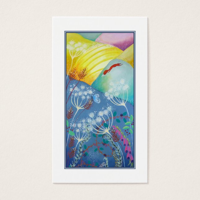 Kleurrijke heuvels, Planten en vos. Visitekaartjes (Voorkant)