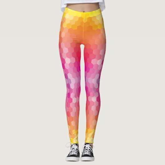 Kleurrijke Hexagon Patroon Leggings – Bright Yoga (Voorkant)