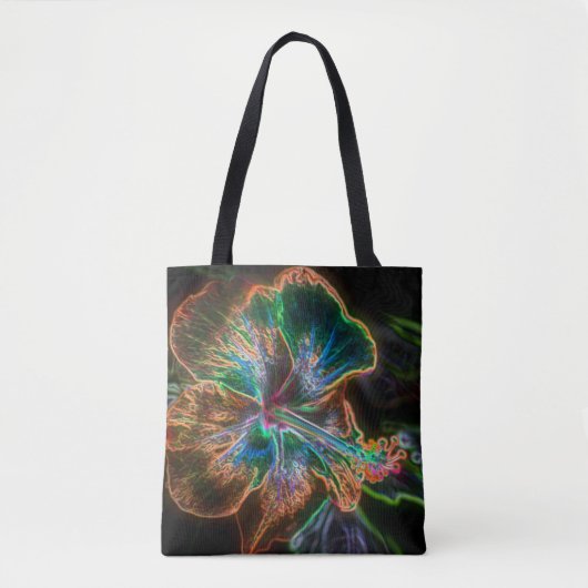 Kleurrijke Hibiscus Abstracte bloemkunst Tote Bag (Voorkant)
