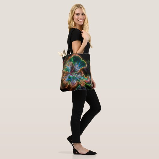 Kleurrijke Hibiscus Abstracte bloemkunst Tote Bag (Op model)