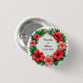 Kleurrijke Hibiscus Bloem Kader Ronde Button 3,2 Cm (Voorkant /achterkant)