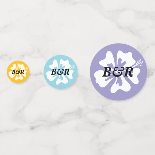 Kleurrijke Hibiscus bloem logo's gepersonaliseerd Confetti (Voorkanten)