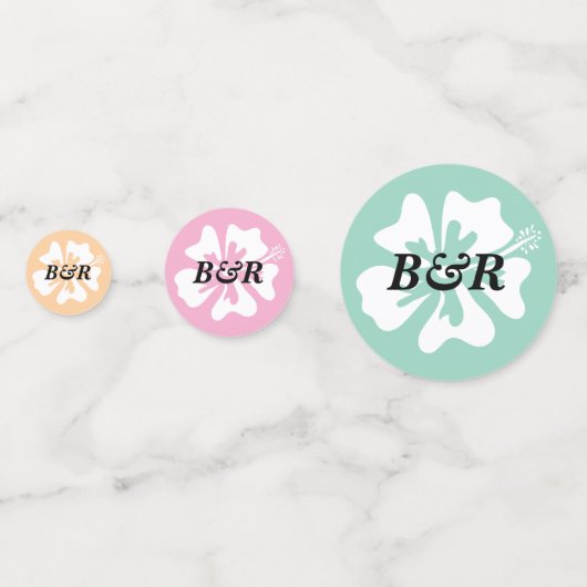 Kleurrijke Hibiscus bloem logo's gepersonaliseerd Confetti (Achterkanten)