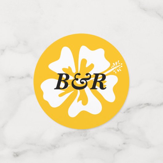 Kleurrijke Hibiscus bloem logo's gepersonaliseerd Confetti (Kleine voorkant)