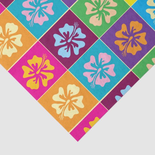 Kleurrijke Hibiscus bloem patroon cadeau wrap Tissuepapier (Detail)