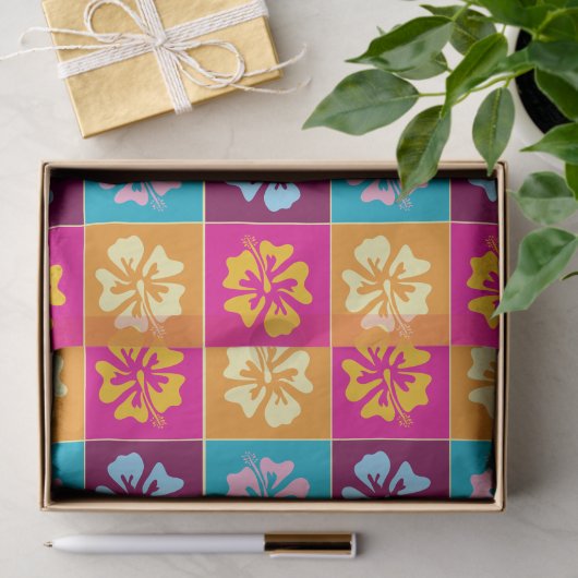 Kleurrijke Hibiscus bloem patroon cadeau wrap Tissuepapier (Geschenk)